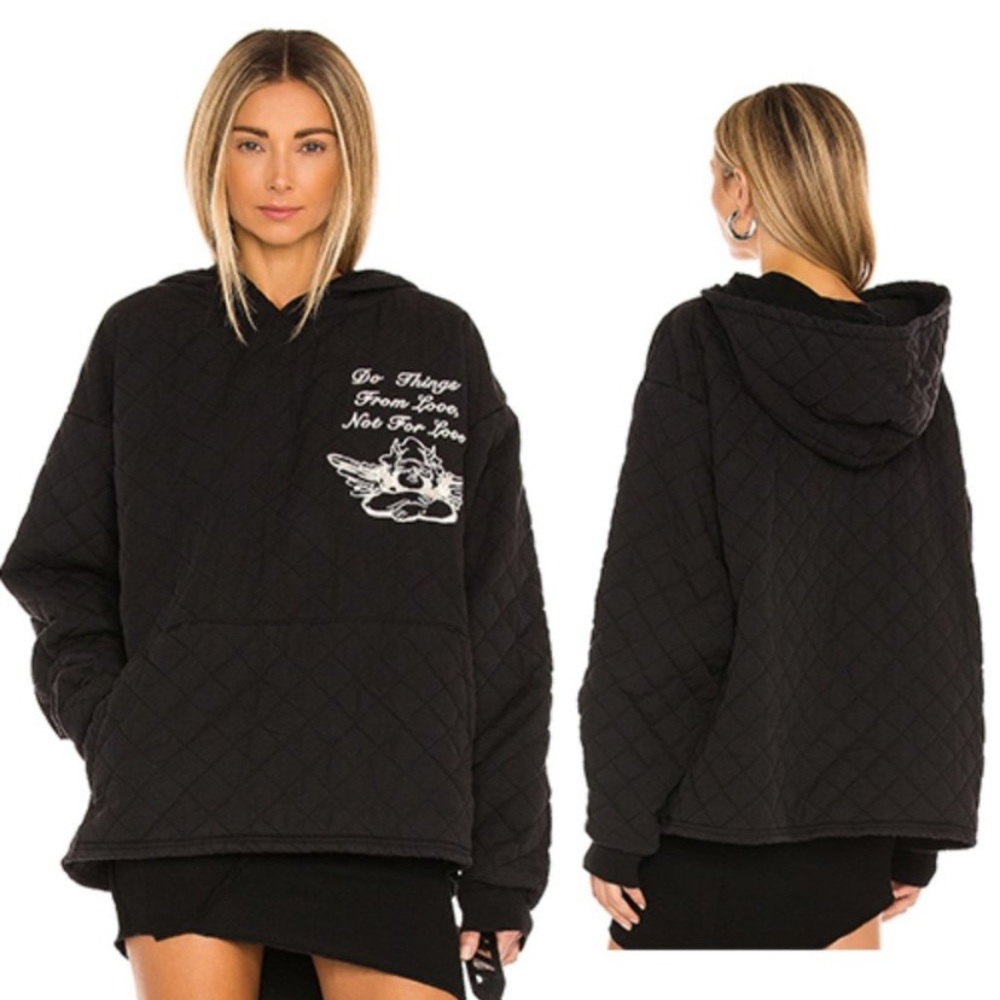 Boys Lie Revolve For Love Quilted Hoodie Women's Black